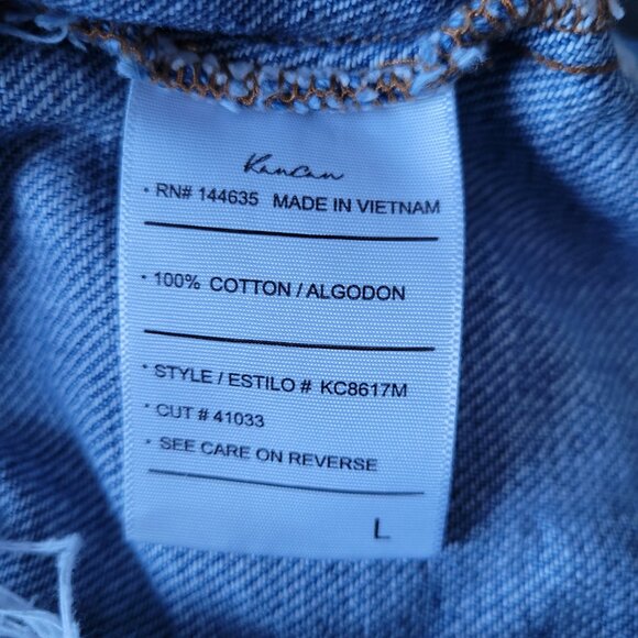 KanCan Los Angeles 100% Cotton Cropped Distresses Denim Jean Jacket Women’s L - Picture 7 of 7